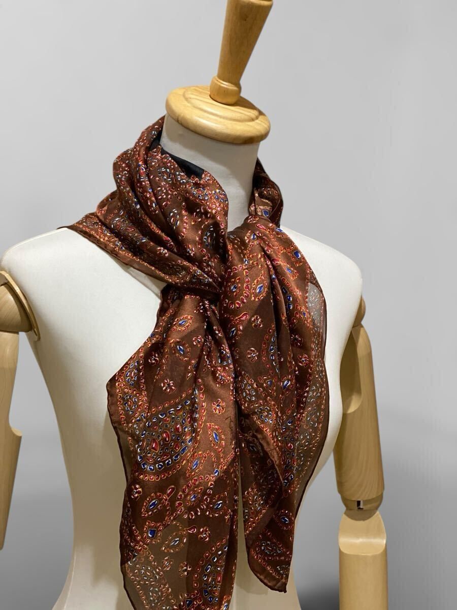Yves Saint Laurent シルクスカーフ グリポア柄 ジュエリー アクセサリー模様 サンローラン VINTAGE 