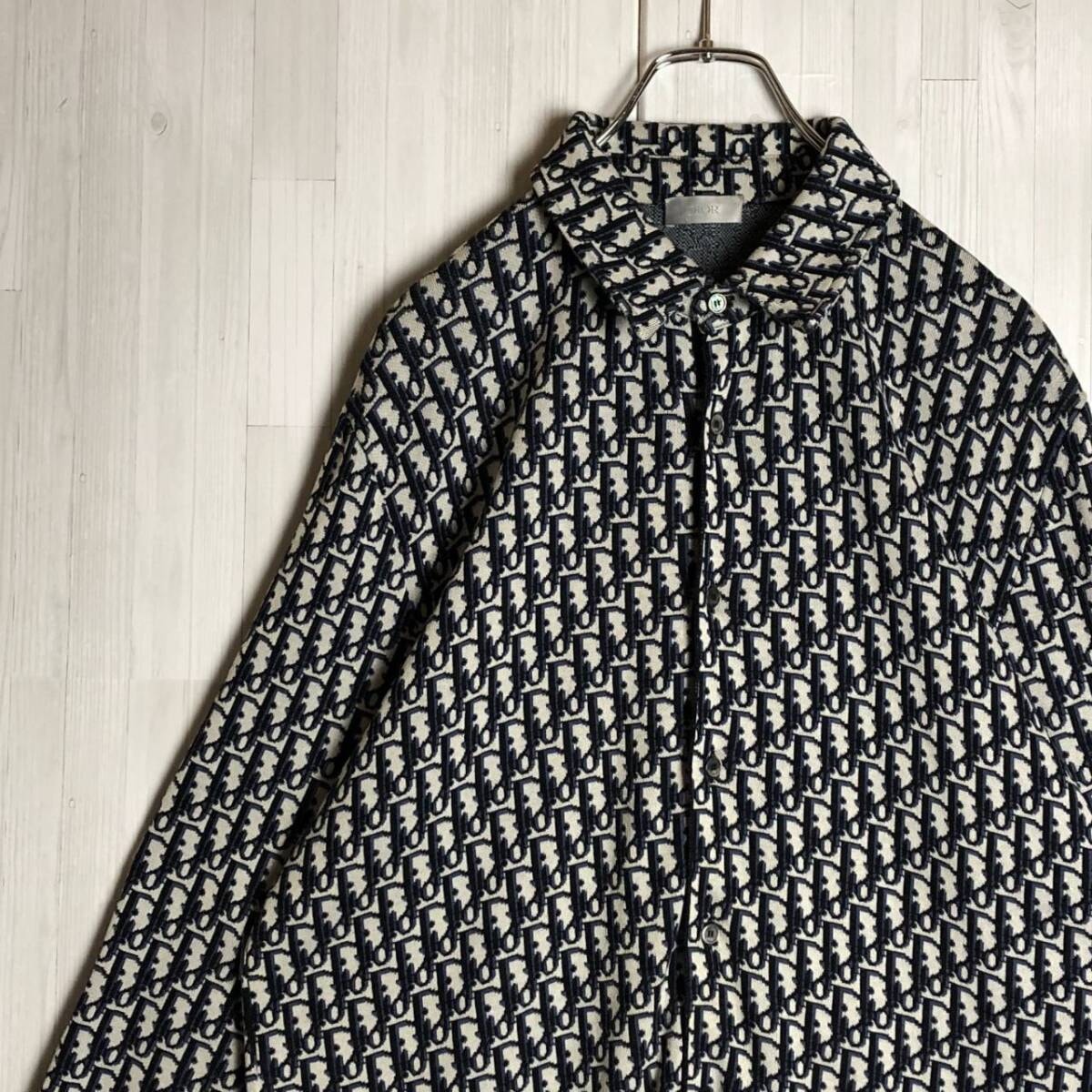 【最高級】 Christian Dior ウール 総柄 ニット ポロシャツ 美品 atlantis_088284