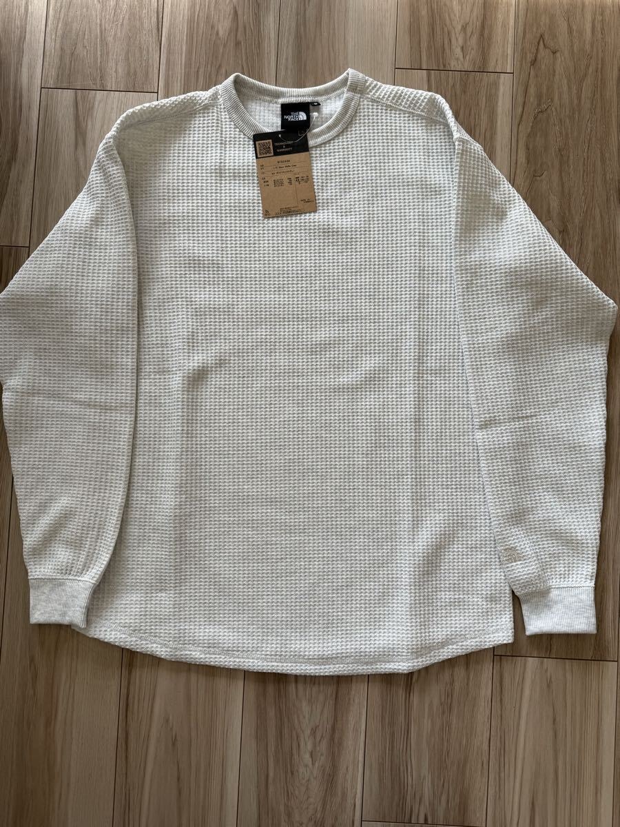 【新品タグ付】ノースフェイス L/S ウォーム ワッフル クルー Sサイズ ホワイトミックスグレー NT62436