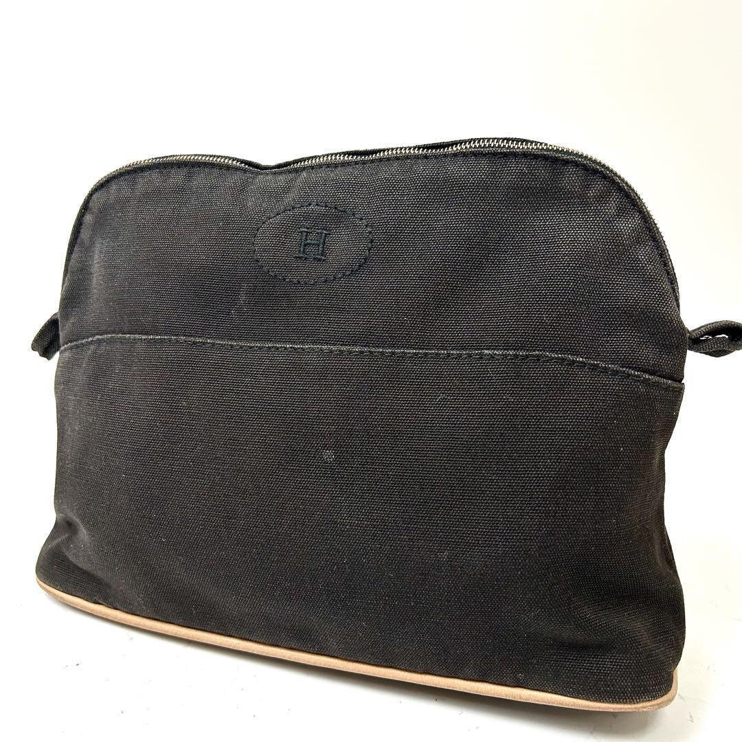 エルメス ボリード ポーチ PM 25 ブラック キャンバス レザー