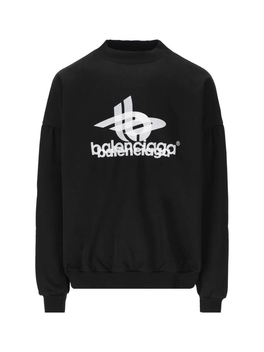 新品 正規 BALENCIAGA LAYERED LOGO CREW SWEAT BLACK [Mサイズ] /バレンシアガ/ロゴ/スウェット/トレーナー/クルーネック/ブラック
