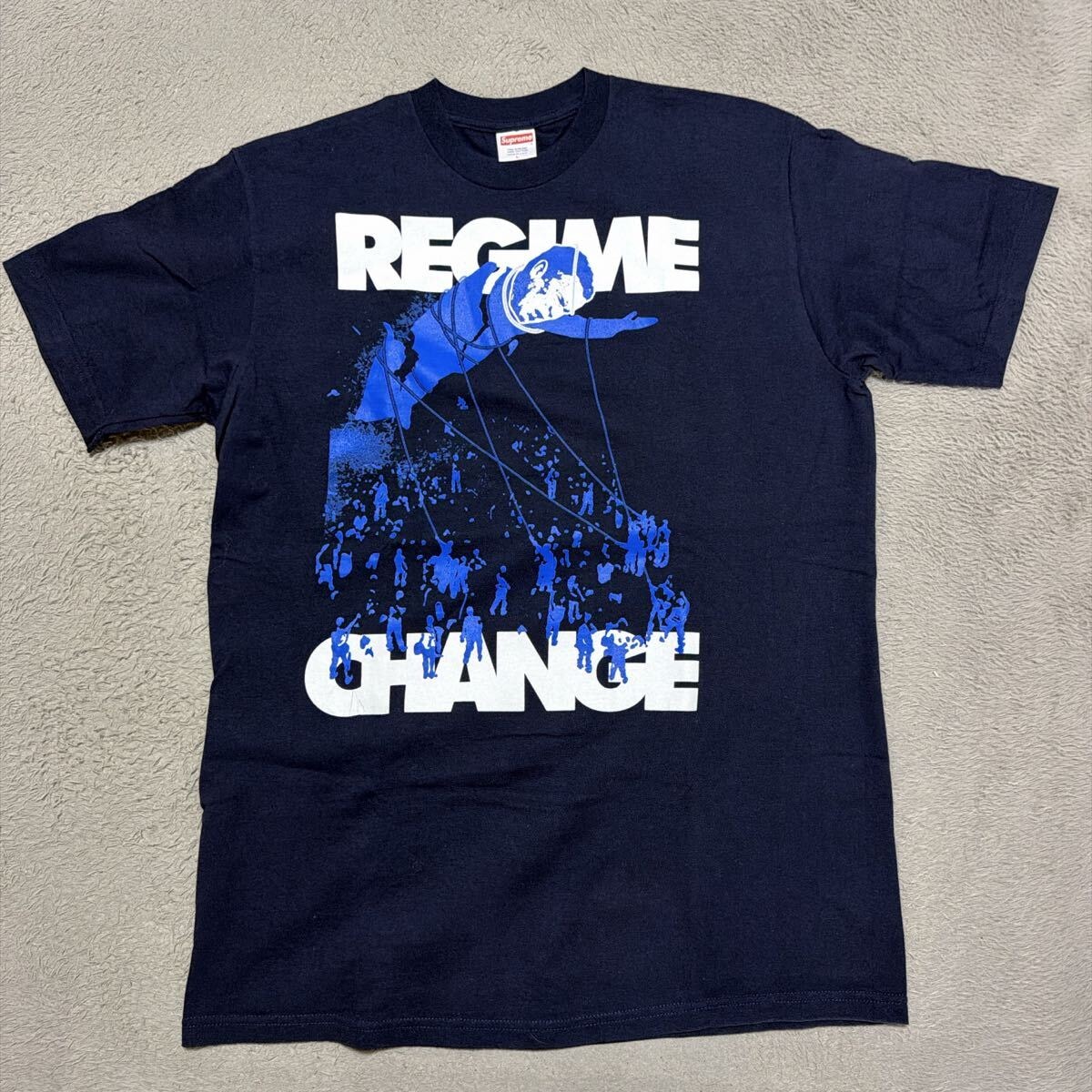 中古ネイビー L Supreme mesh Stripe Pocket Tee Supreme Mesh Stripe Pocket Tee 