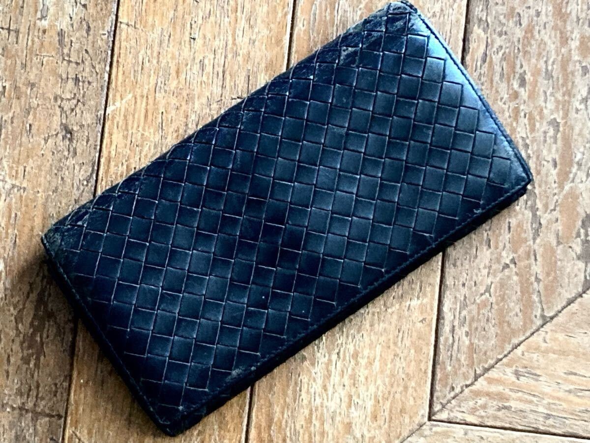 ボッテガヴェネタ イントレチャート 二つ折 長財布 ブラック