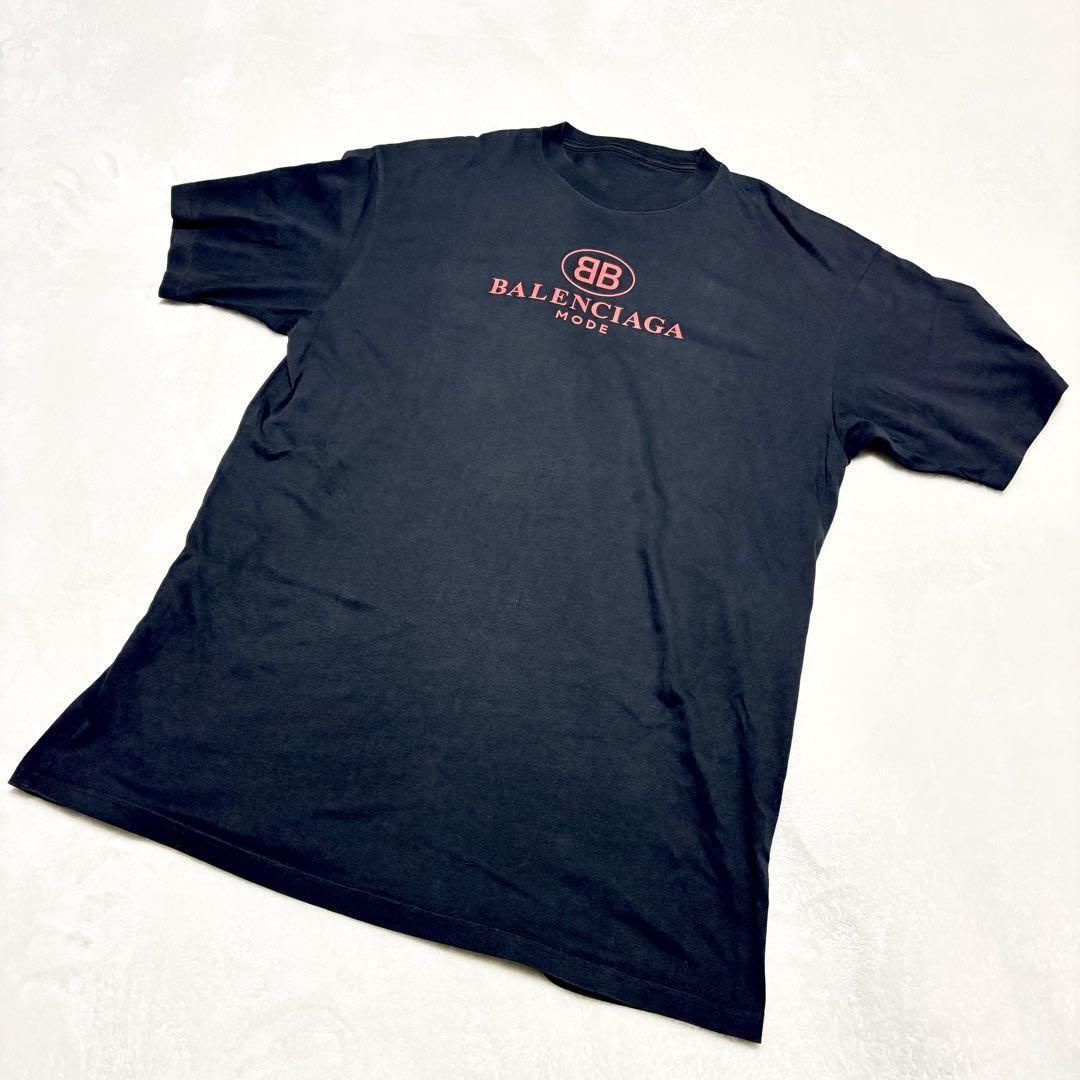 BALENCIAGA バレンシアガ Tシャツ ブラック 黒 S ロゴドン デカロゴ 半袖 MODE メンズ トップス 夏物 薄手 BB 人気 レア UP57