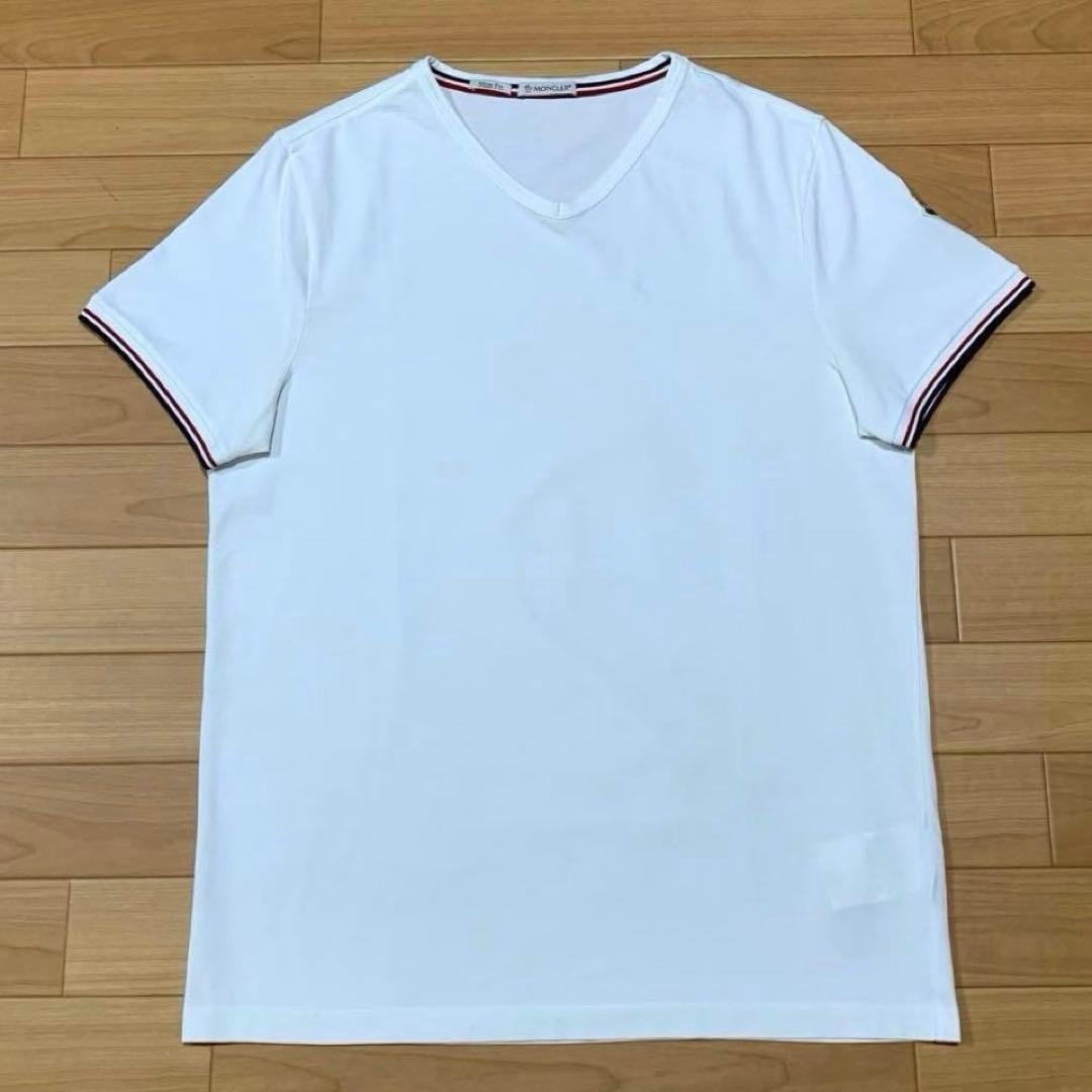 美品★ モンクレール　スリムフィット　L ホワイト 白　Tシャツ　4S513