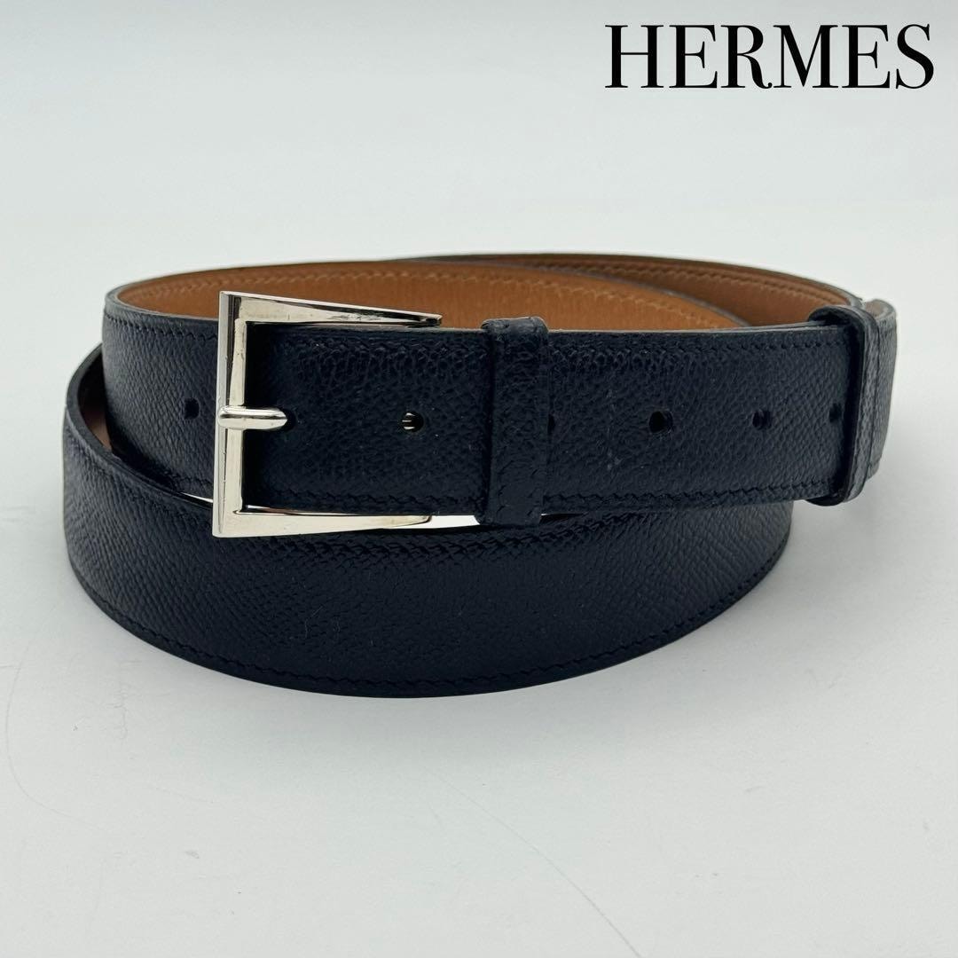 HERMES エルメス クシュベル レザー ベルト ブラック メンズ ビジネス
