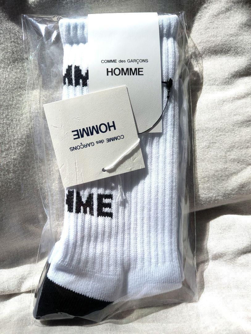 新品 未使用 タグ付 コムデギャルソンオム ロゴ LOGO 靴下 白 正規品 COMME des GARCONS HOMME - 新品 未使用 タグ付