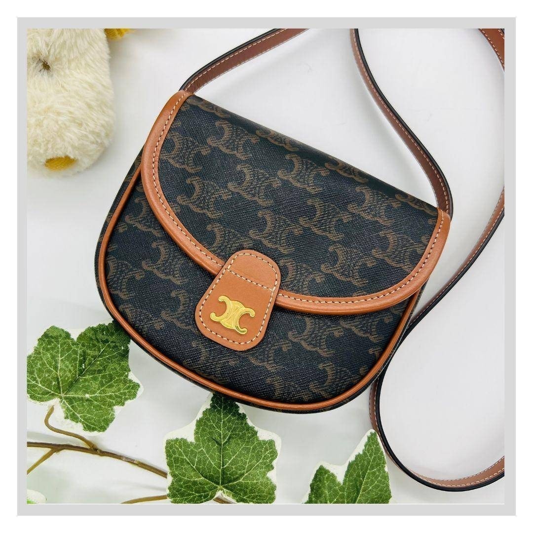 セリーヌ トリオンフ ミニ　ブザス ショルダーバッグ ブラウン レザー