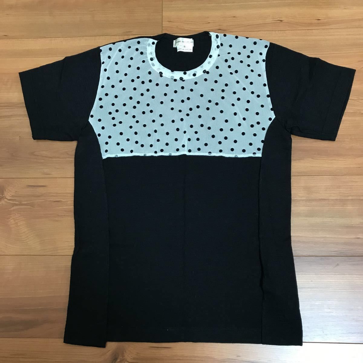 美品 COMME des GARCONS 半袖カットソー S 水玉 白×黒 コムデギャルソン