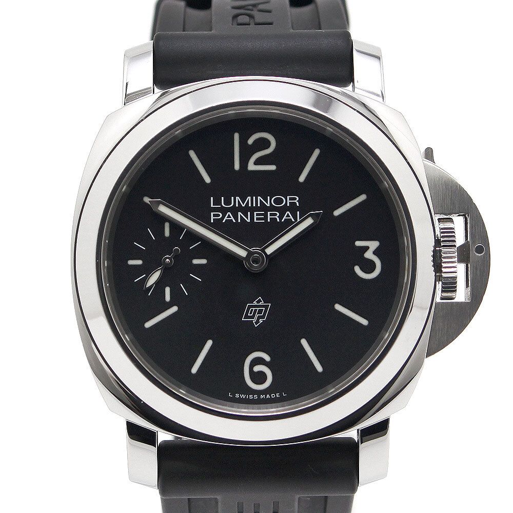 中古 美品 OFFICINE PANERAI パネライ 腕時計 ルミノール ロゴ PAM01084 44mm 手巻き ラバーベルト 機械式 メカニカル 革ベルト付 ブラック