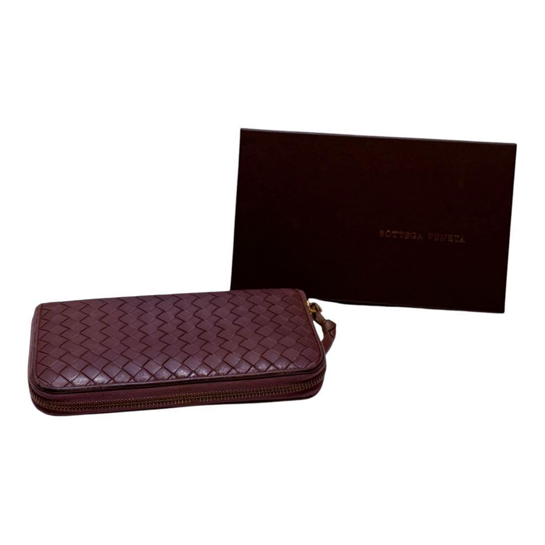 Bottega Venetaボッテガ　イントレチャート長財布ブラウン美品箱付き