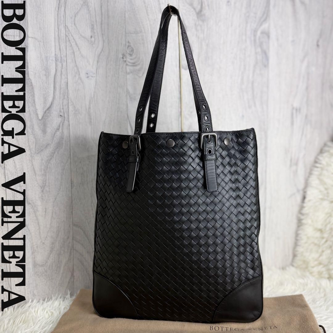 人気 A4可 BOTTEGA VENETA ボッテガヴェネタ イントレチャート ショルダー トートバッグ 黒