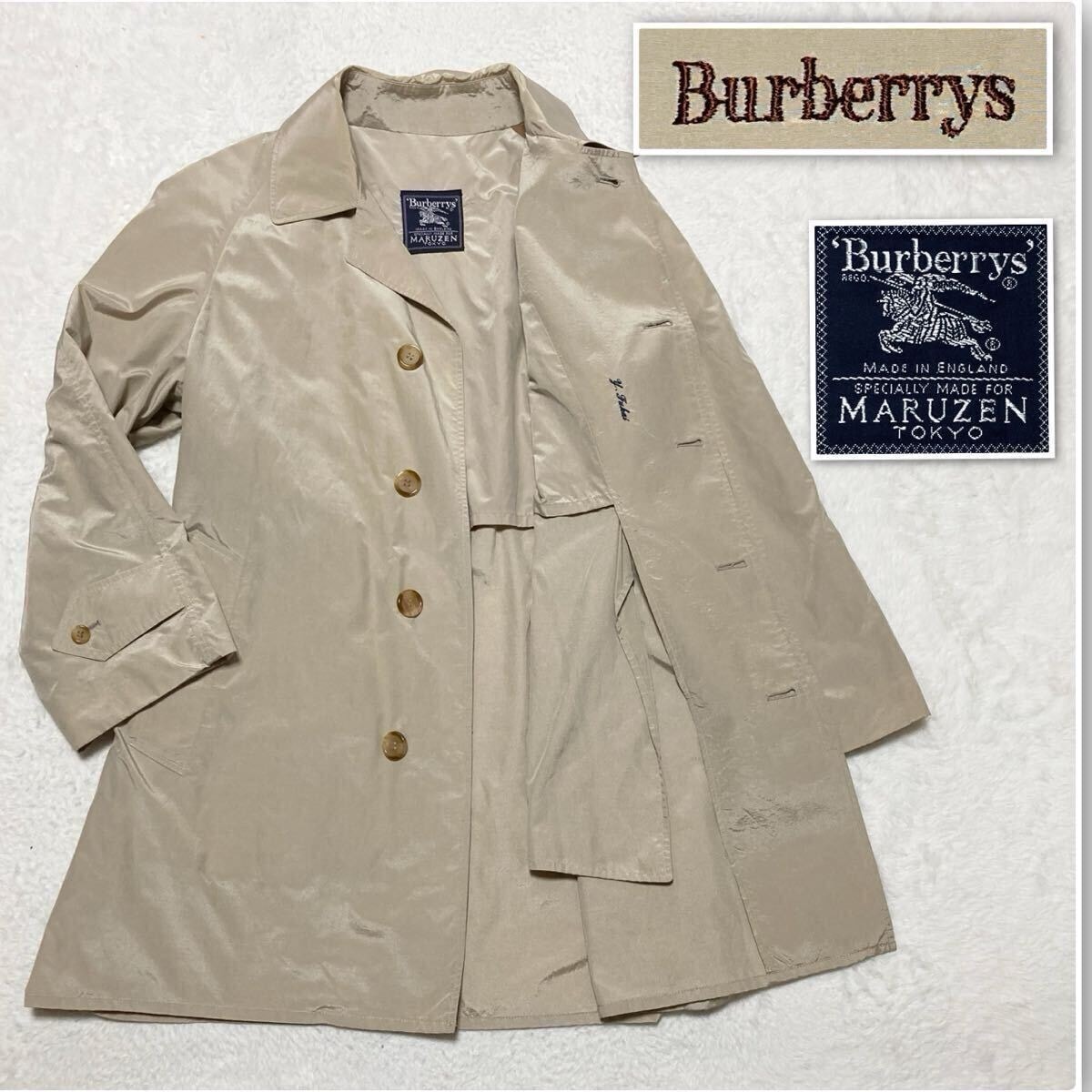 ■極美品■Burberrys バーバリー ステンカラーコート スプリングコート 春秋 丸善東京 ’97製 三陽商会 英国製 ベージュ メンズ　8S(実寸M)