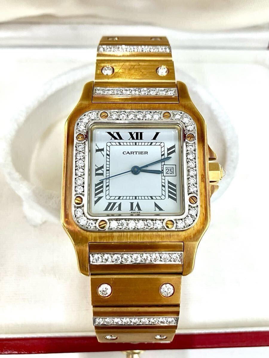 希少品　カルティエサントス　YG/D 金時計　ダイヤ付き　カルティエ　腕時計　時計　K18 18K 18金　金無垢
