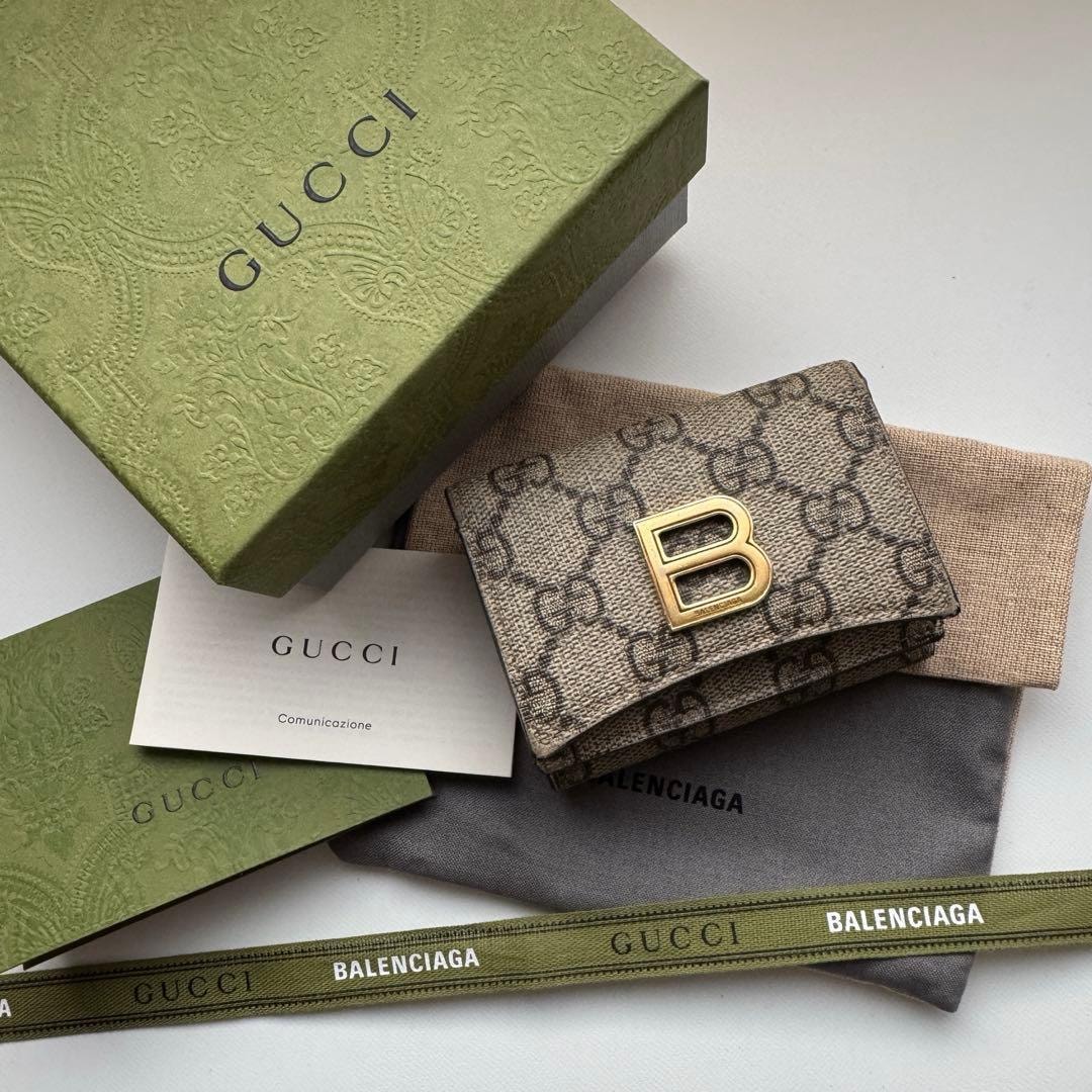 【美品】 バレンシアガ グッチ コラボ2つ折り 財布 コンパクト