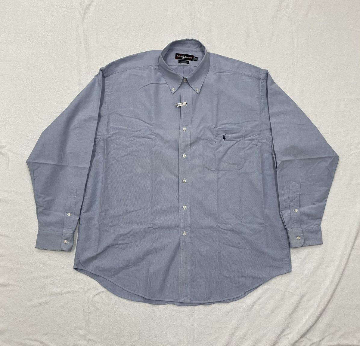 美品90s ビンテージPolo Ralph Lauren ポロ ラルフローレンBIG SHIRTビッグシャツXLボタンダウン 長袖 ストライプ シャツ オックスフォード
