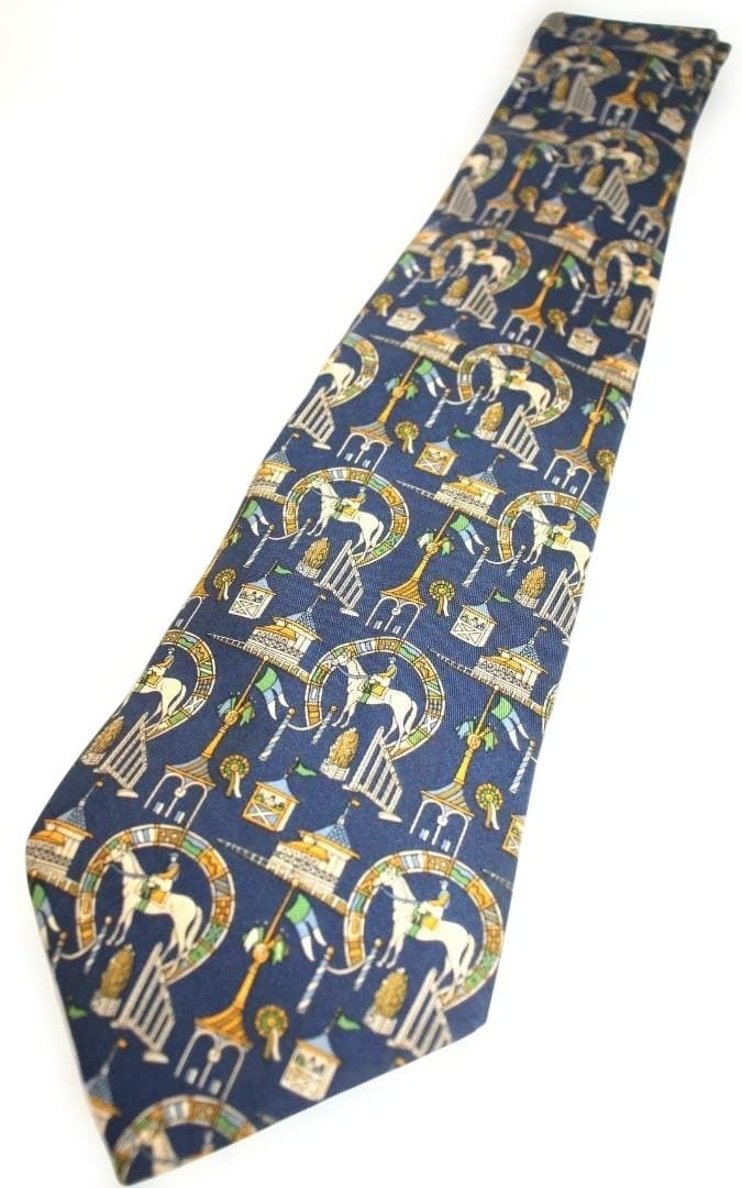 Salvatore Ferragamo シルク ネクタイ 馬車柄