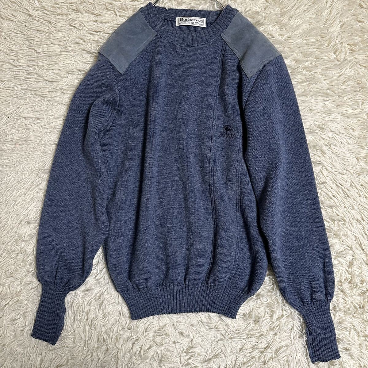 【Burberrys】バーバリーズ セーター ニット ブルー 40 刺繍 M
