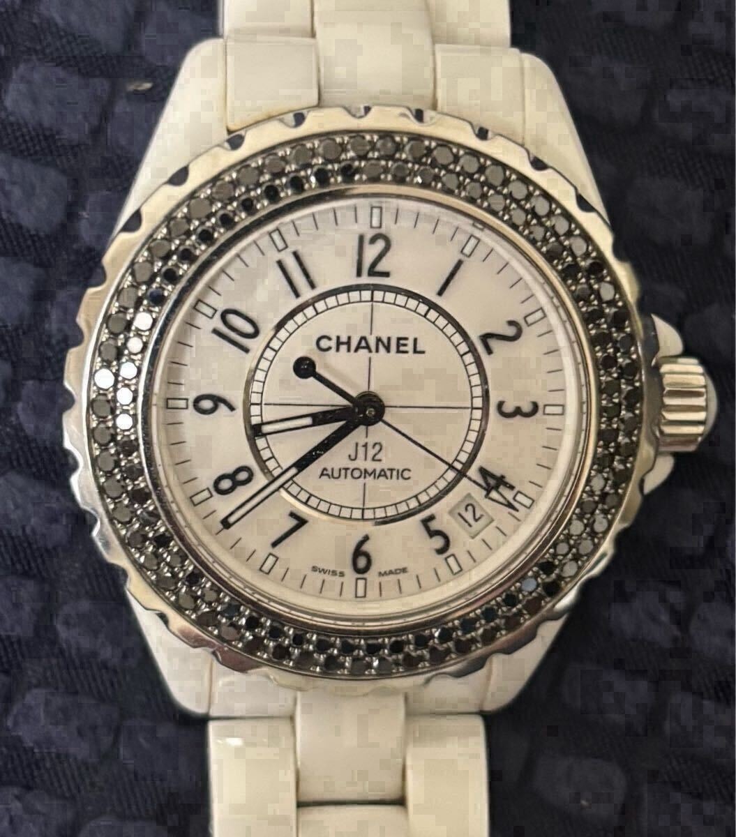 自動巻CHANEL J12 H1631純正ブラックダイヤ