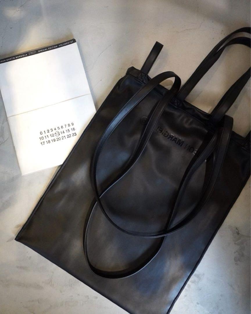 【希少】MM6 マルジェラ エコレザー 3way トートバッグ ブラック 希少】MM6 マルジェラ エコレザー 3way トートバッグ ブラック