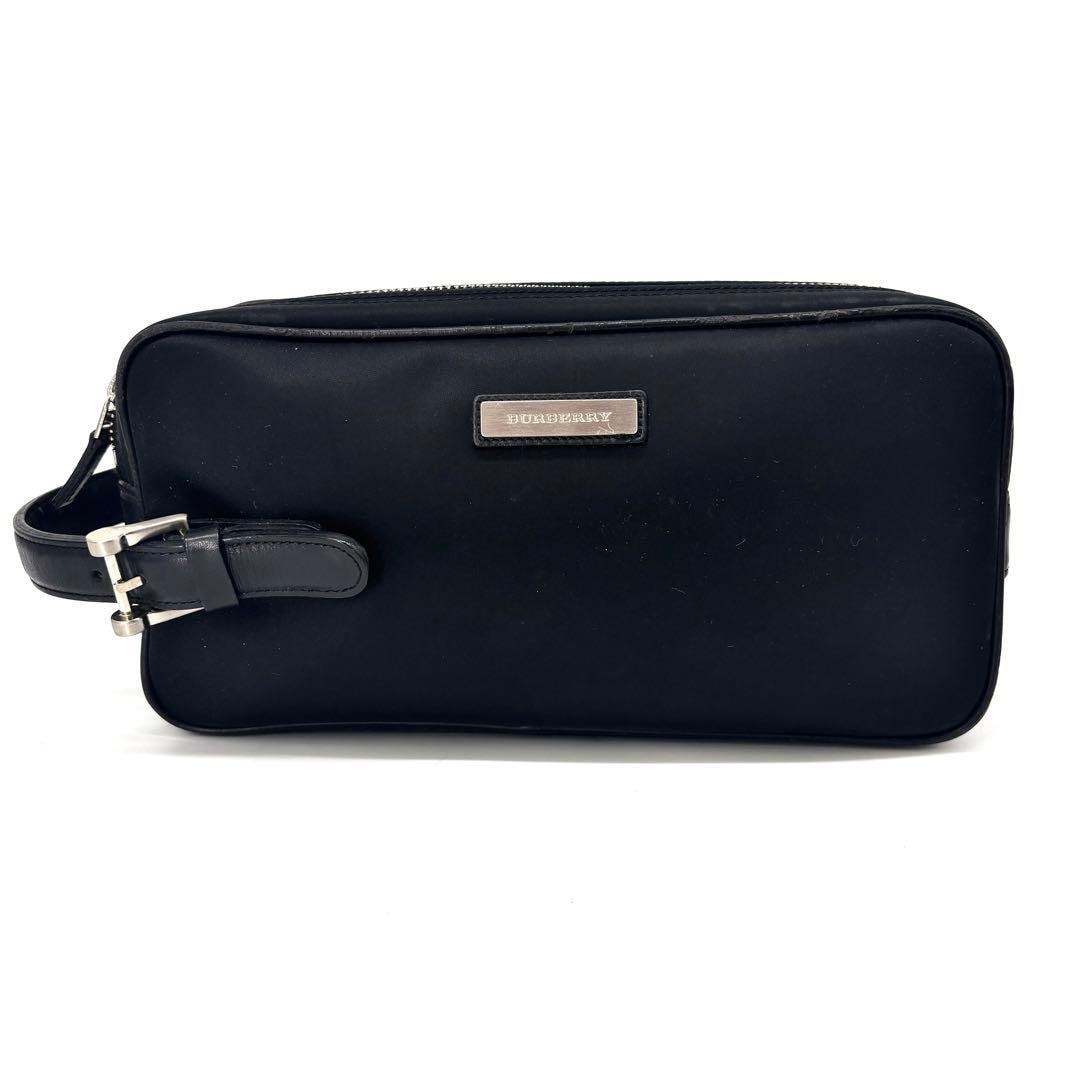 皇紀な風合い BURBERRY バーバリー セカンドバッグ　ノバチェック　ダブルファスナー　ブラック