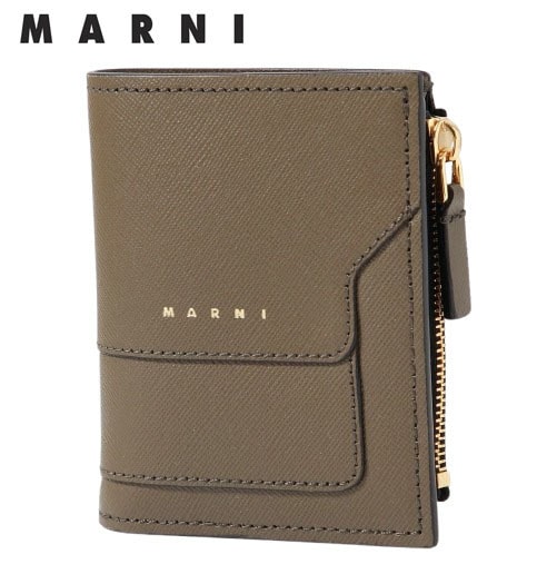○★新品未使用　MARNI (マルニ)　二つ折り財布　ダスティオリーブ★○