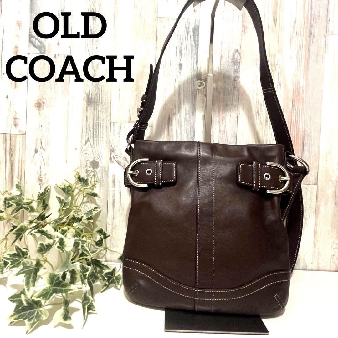 【極美品】COACH　コーチ オールレザー ショルダーバッグ サコッシュ 外袋付き　レディース メンズ　ダークブラウン　ヴィンテージ