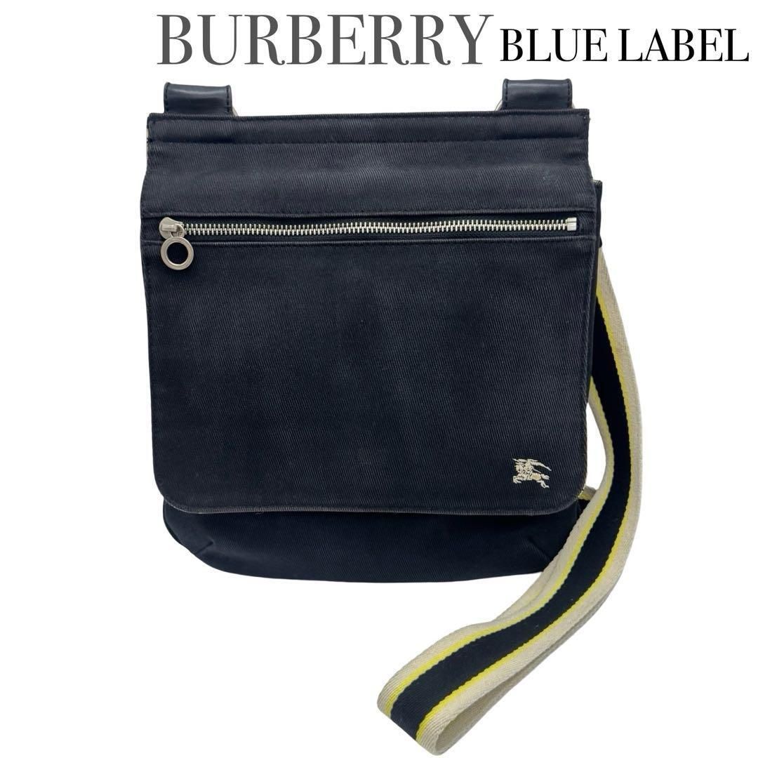BURBERRY BLUE LABEL バーバリー ショルダーバッグ 斜めがけカバン メンズ レディース ブラック レザー×コットン