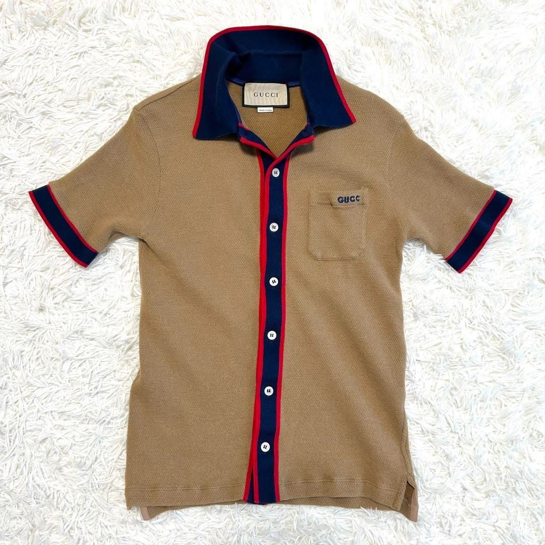 希少 美品 GUCCI グッチ ウール コットン ジャージー ポロシャツ S