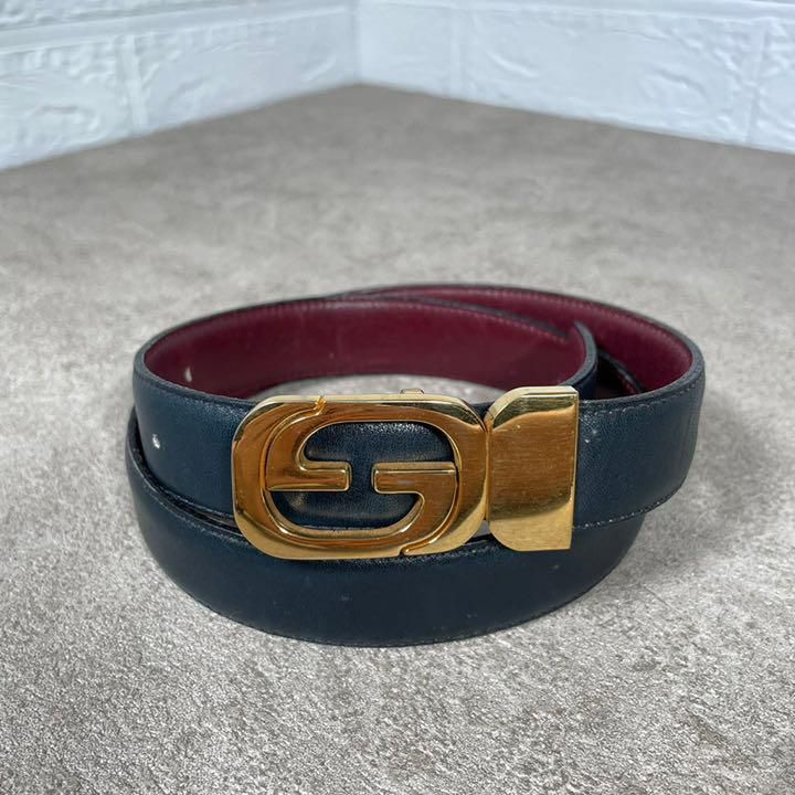 GUCCI グッチ ベルト ブラック GG ゴールド 金具 インターロッキング