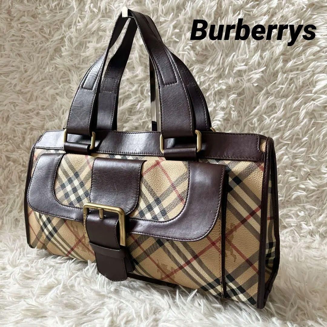 BURBERRYS バーバリーズ ノバチェック シャドーホース ハンドバッグ PVC×レザー ヴィンテージ G金具