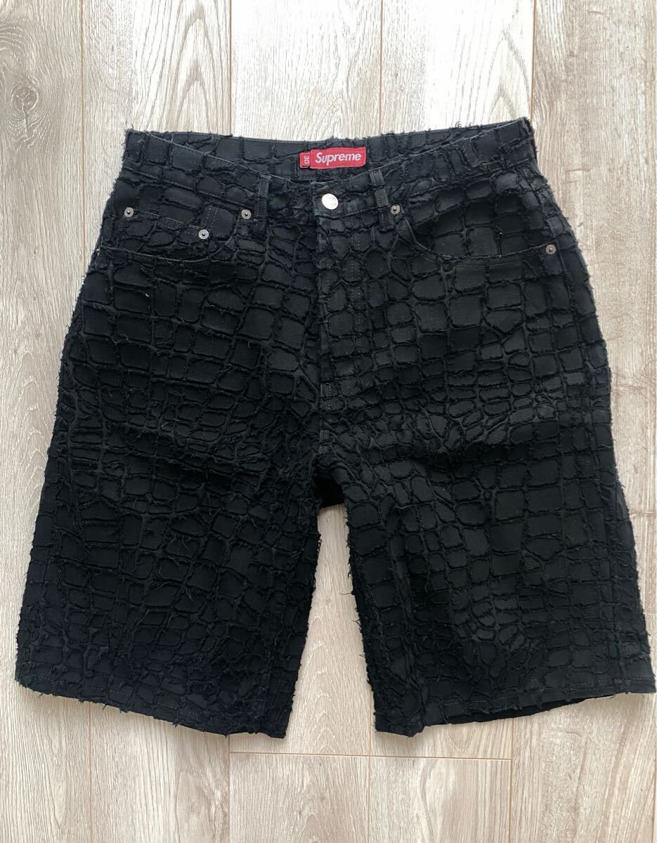 Supreme Frayed Croc Baggy Denim Short 30