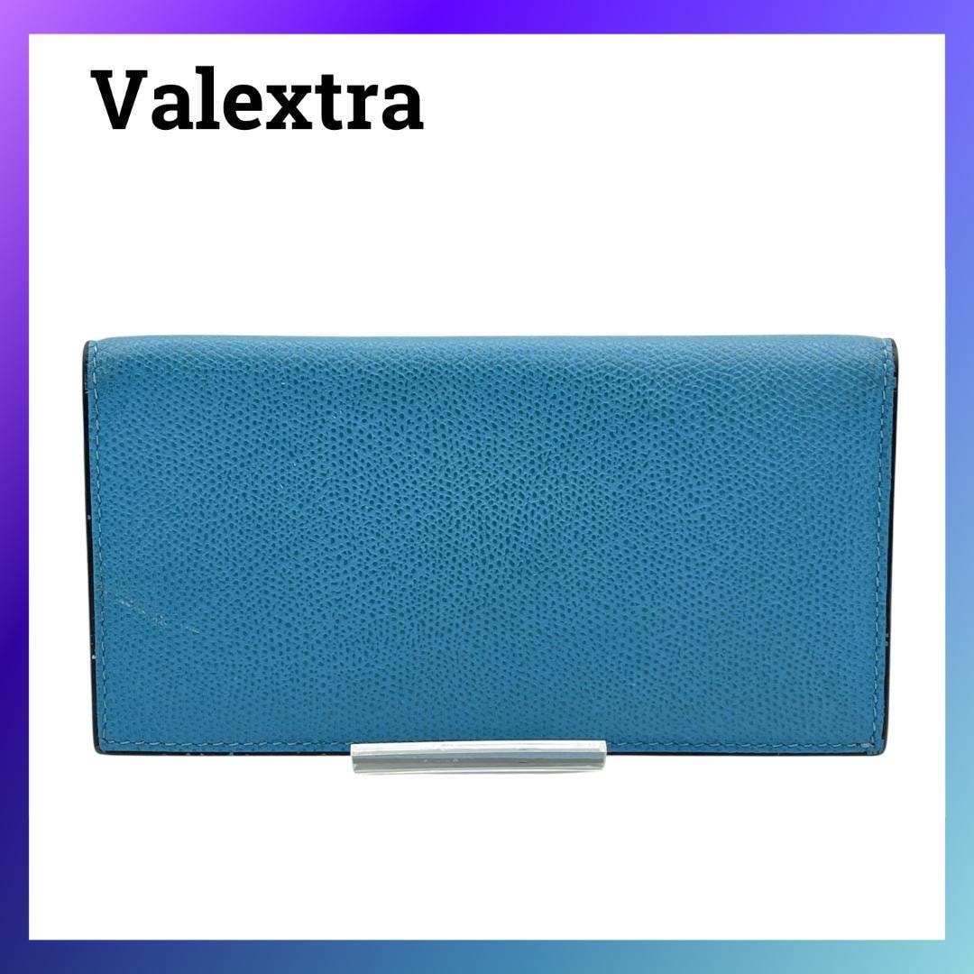 ヴァレクストラ レザー ヴァーティカル 12カード 二つ折り札入れ ブルー 青