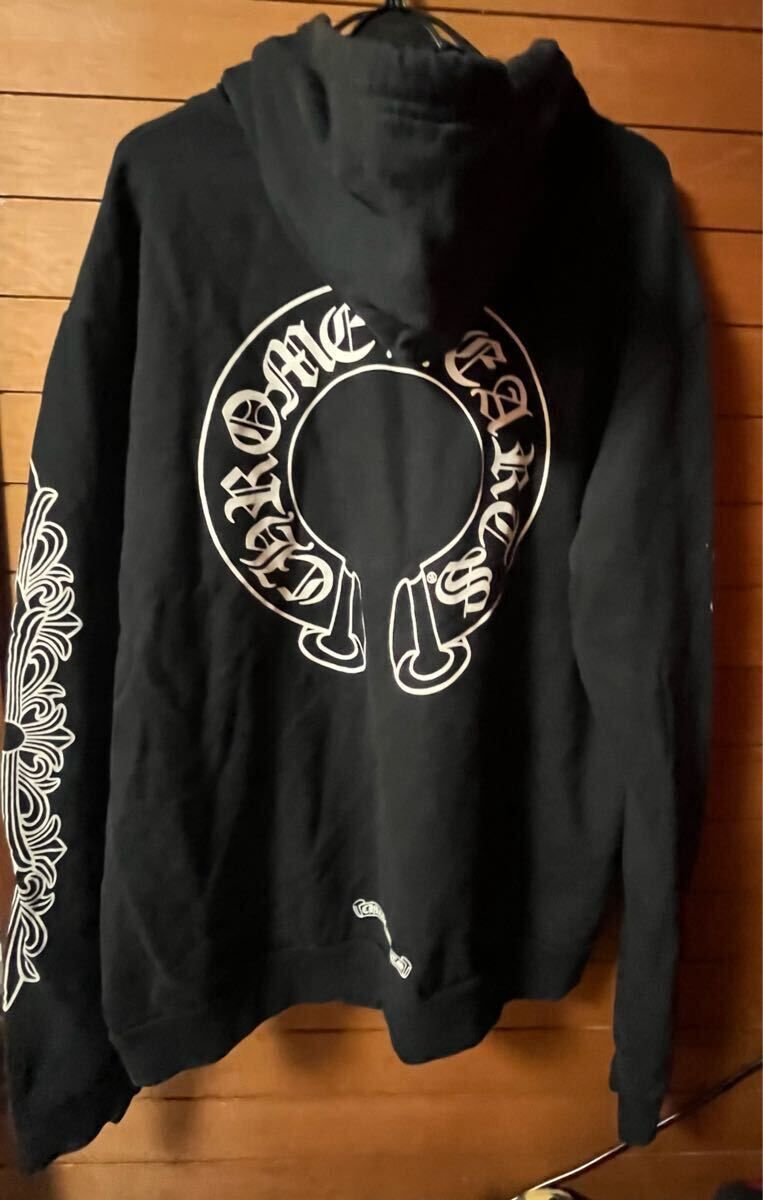 【確実正規品】クロムハーツ CHROME HEARTS ホースシュー パーカー 袖ロゴ 青山正規店購入 1オーナー品 (1円〜