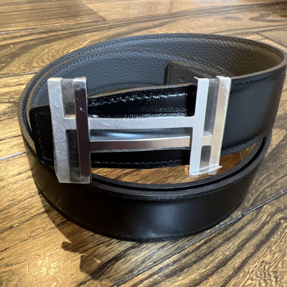 【ほぼ未使用 】HERMES エルメス Hオカレ レザーベルト 85 ブラック
