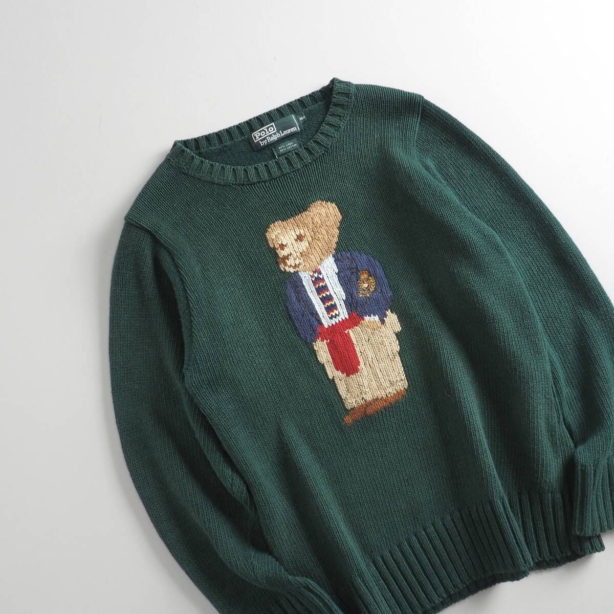 ラルフローレン　Ralph Lauren　希少　ニット　セーター　ポロベア　グリーン　メンズ　美品