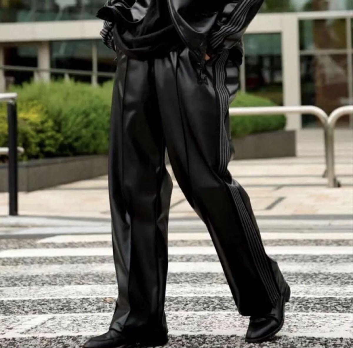 Needles 23aw LHP別注 レザー トラックパンツ　M ブラック