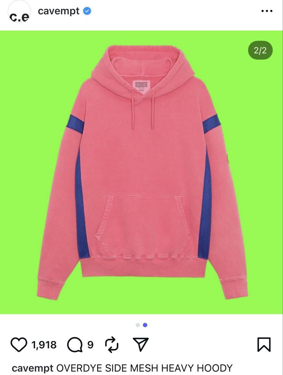 美品 C.E cav empt OVERDYE SIDE MESH HEAVY HOODY XL