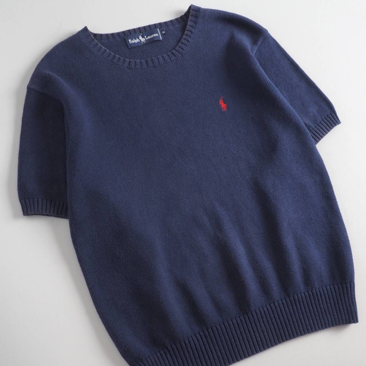 ラルフローレン　正規品　サマーニット　半袖　紺色　赤ポニー　美品 ラルフローレン 専用 サマーニット 半袖 ネイビー 赤ポニー 美品