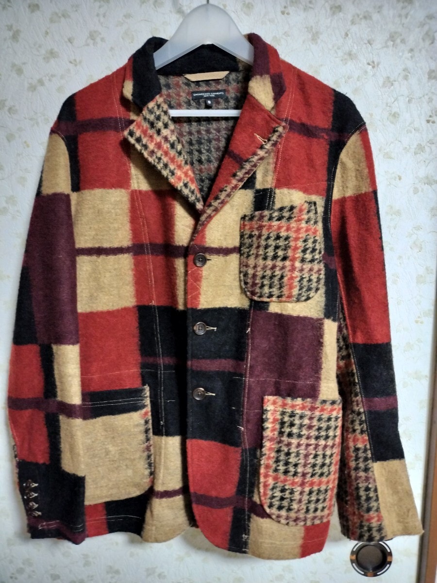 Engineered Garments エンジニアードガーメンツ ジャケット パッチワーク柄カーキ　黒赤サイズS総柄