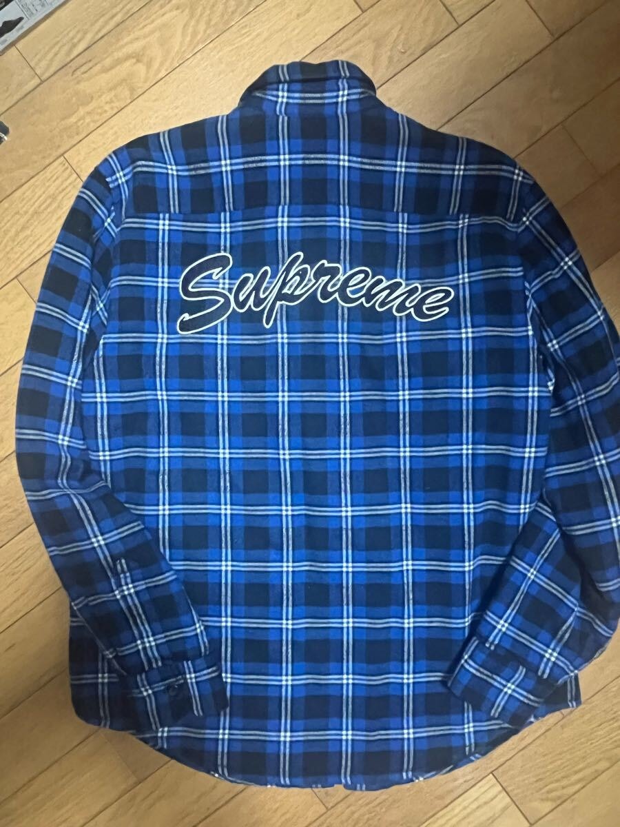 A (未使用に近い)】SUPREME Arc Logo Quilted Flannel Shirt S