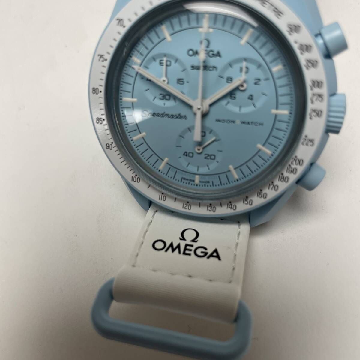 1回使用　OMEGA SWATCH　オメガ　ウラヌス　ブルー　 SO33L100 バイオセラミック 動作ok