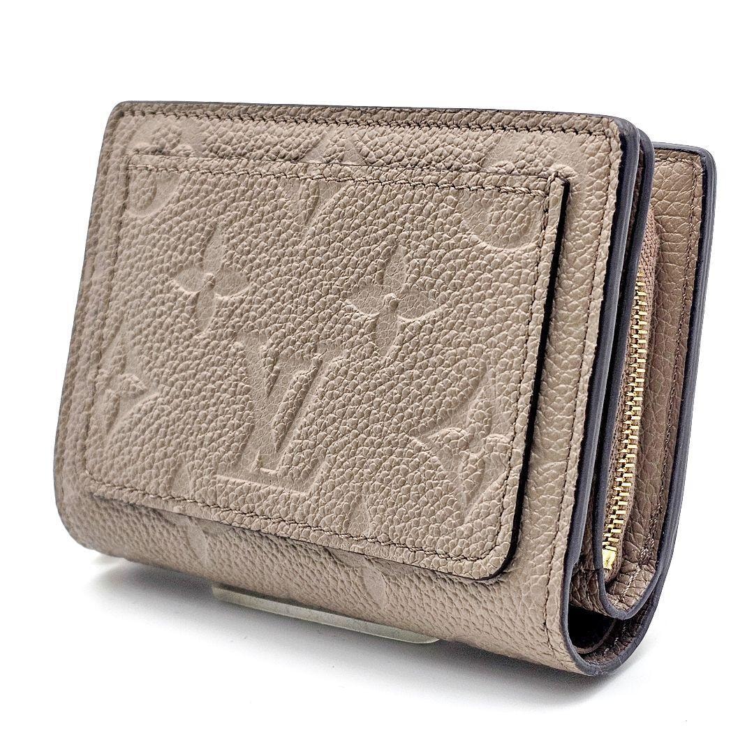 新品級　ルイヴィトン　ポルトフォイユ　クレア　アンプラント　ガレ　財布　ベージュ　コンパクト　箱　保存袋付き　C117