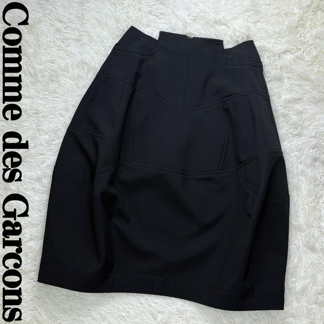 美品 Comme des Garcons コムデギャルソン 切りっぱなし 変形スカート CDG レディース Mサイズ ブラック