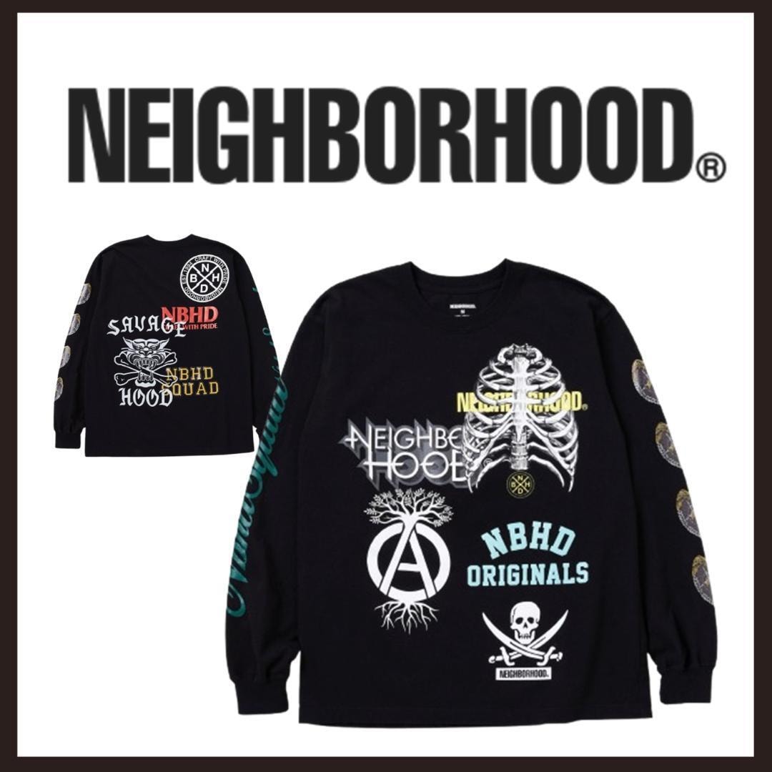 ○★新品未使用 ネイバーフッド ロングスリーブTシャツ 長袖プリント ブラックL【Neighborhood】バックプリントTシャツ ヴィンテージ○●