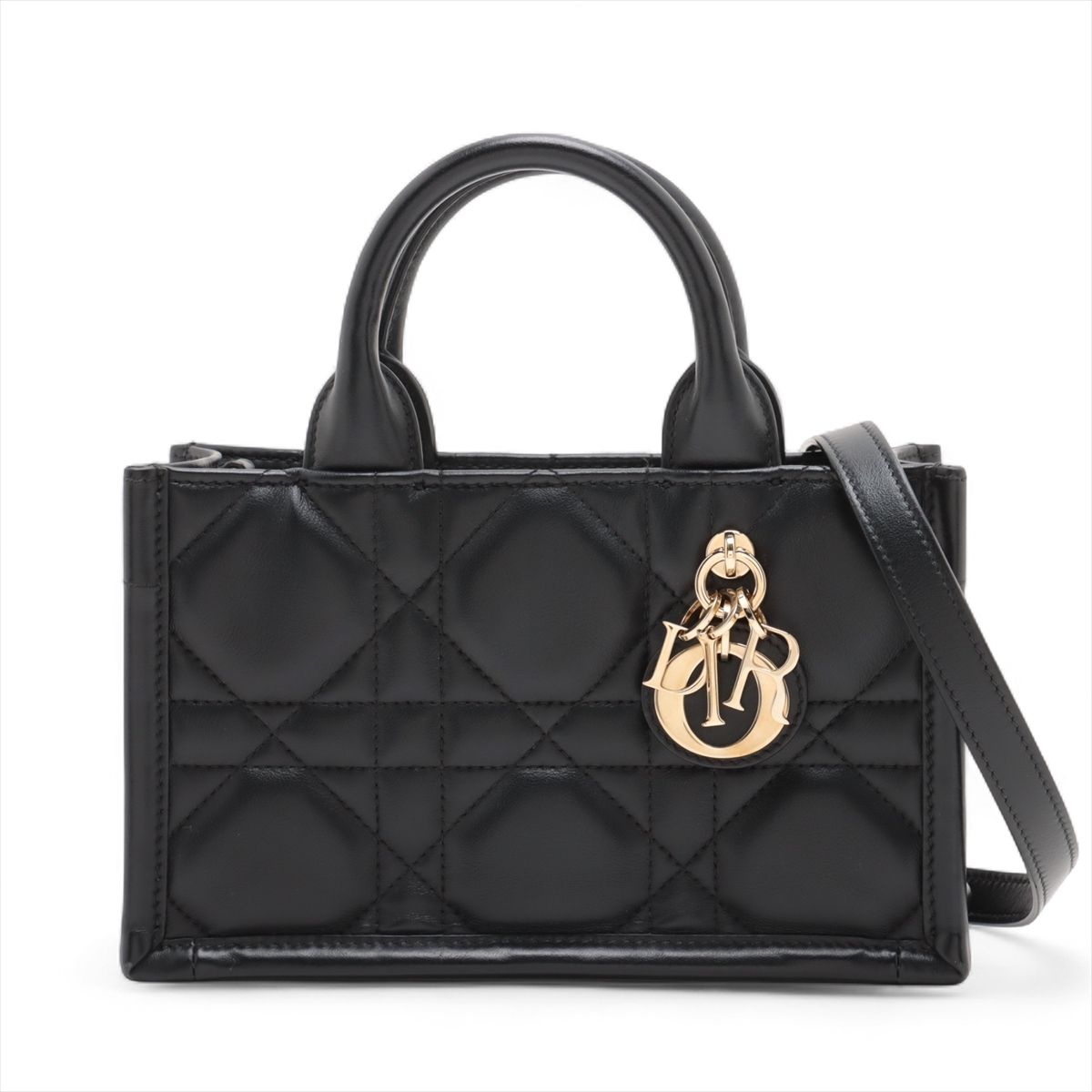 ChristianDior 　クリスチャン ディオール　DIOR　マイクロ カナージュ　ミニ　ブックトート　２WAY　ハンドバッグ　ブラック　レザー　