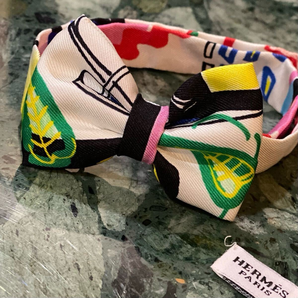 HERMES NOEUD PAPILLON 蝶ネクタイ シルク100% リボン ボウタイ エルメス ヌーパピヨン