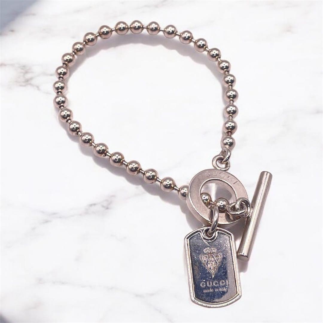 GUCCI グッチ ドッグタグ トグル SV925 ボールチェーン ブレスレット バングル アクセサリー メンズ レディース シルバー系