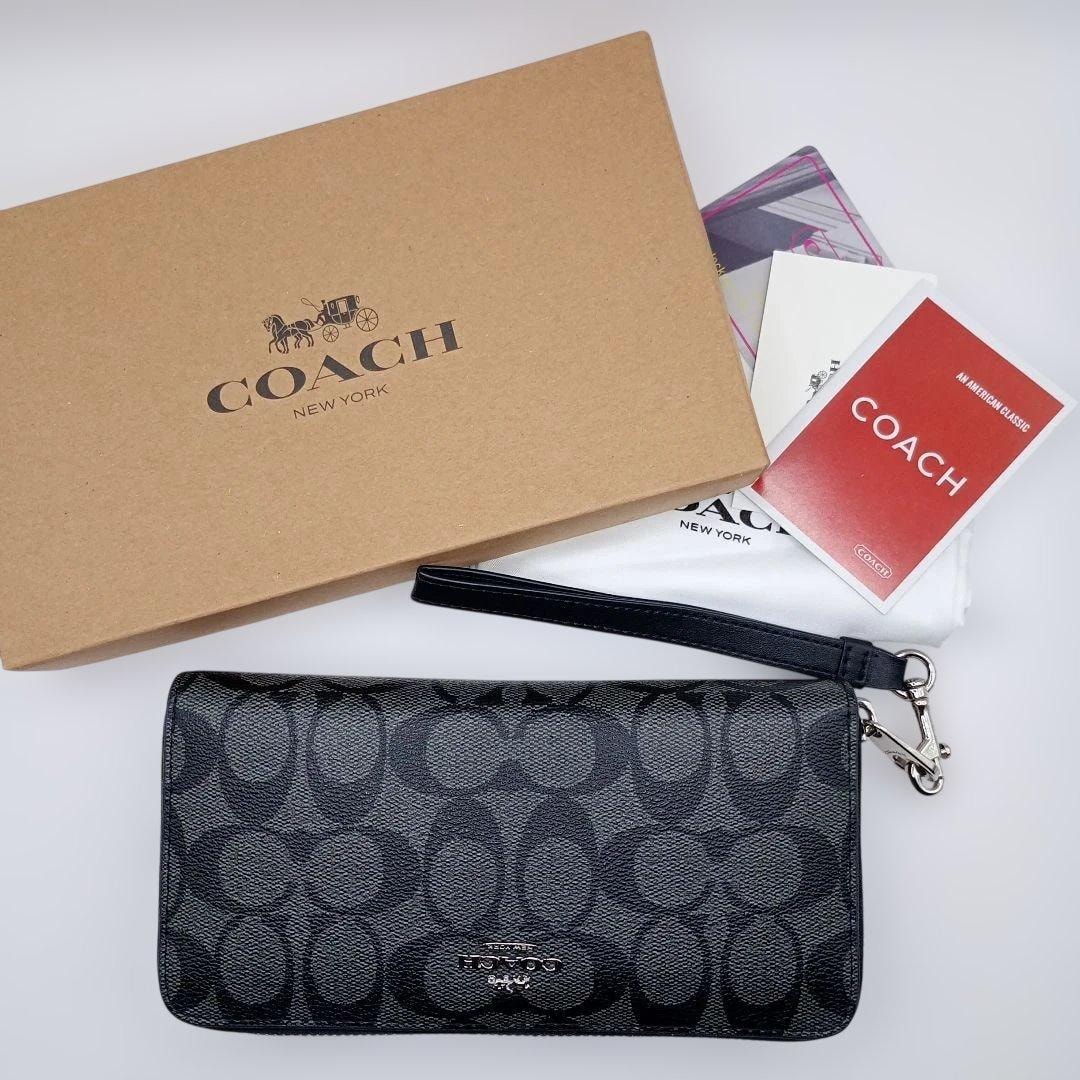 COACH コーチ 長財布 シグネチャー ウォレット ブラック 箱付き
