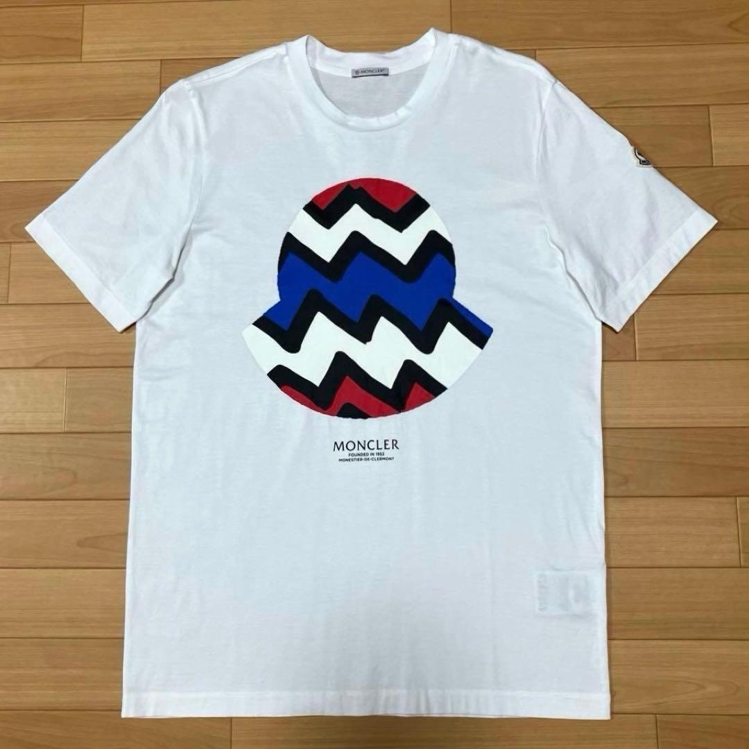美品　モンクレール　ワッペン　白　ホワイト　Tシャツ　プリント　Ｓ　3S470